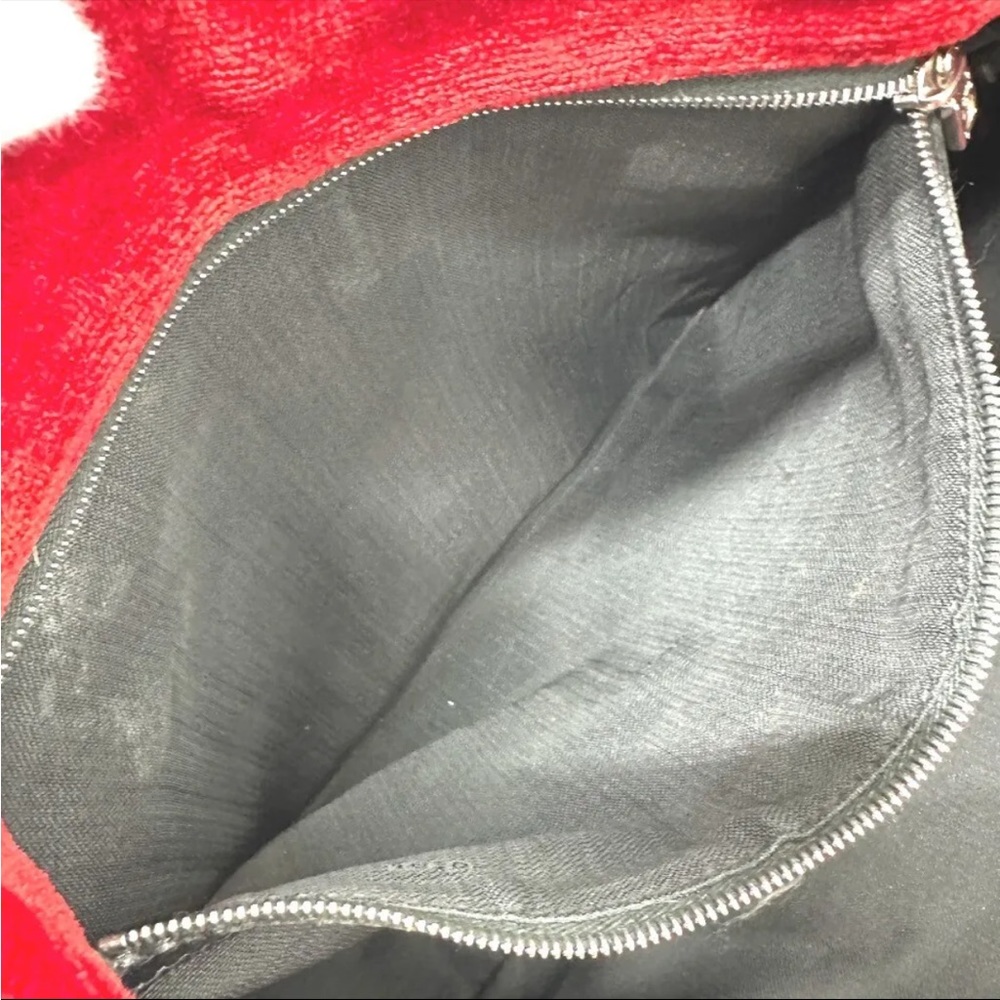 FENDI Logo Corduroy Velvet Velour Logo Red & Black Tote Bag - Picture 11 of 11